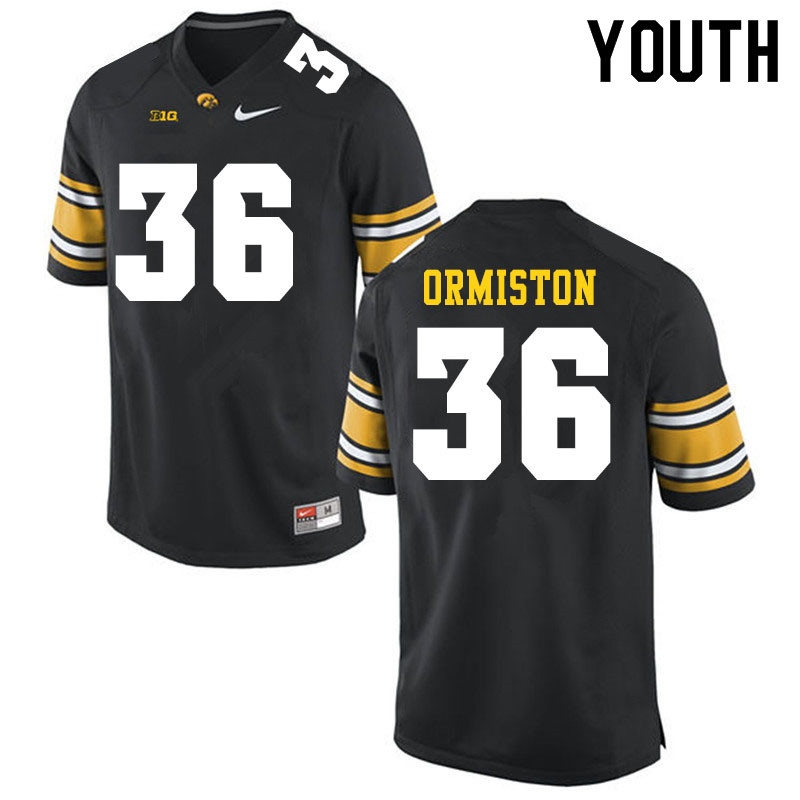 Youth #36 Sean Ormiston Iowa Hawkeyes College Football Jerseys Sale-Black